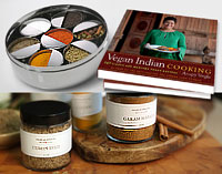 Indian cooking products: Spice box, cookbook, spices